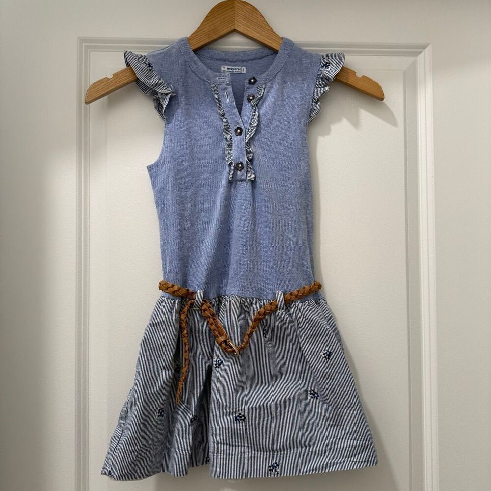 Mayoral girls' ruffled dress Button Front Sleeveless Size 7